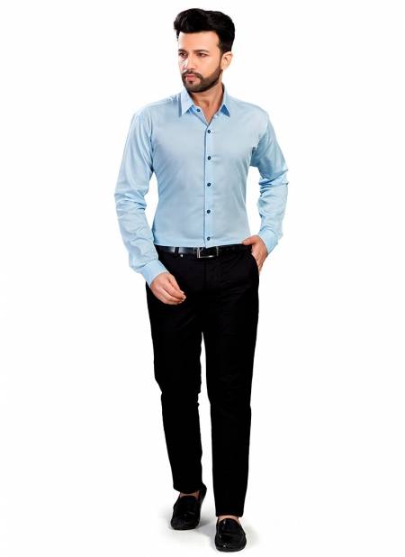 Outluk 1427 Office Wear Cotton Satin Mens Shirt Collection 1427-SKY BLUE